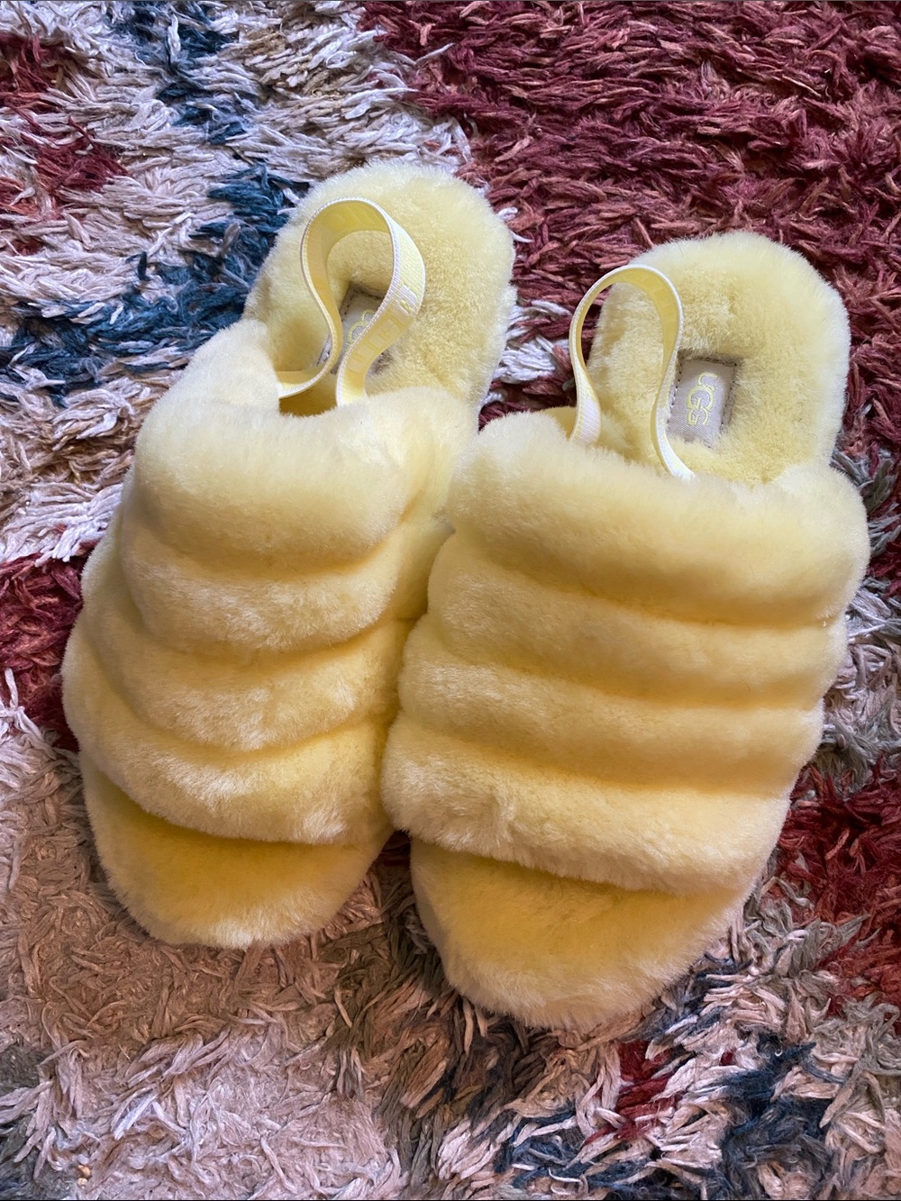 UGG Fluff Yeah Slide Sandals in Pastel Yellow